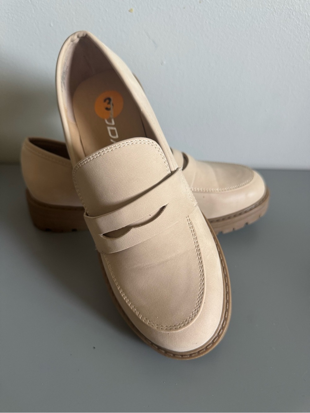 Chunky Soda Kids Beige Tan Moccasin Loafers